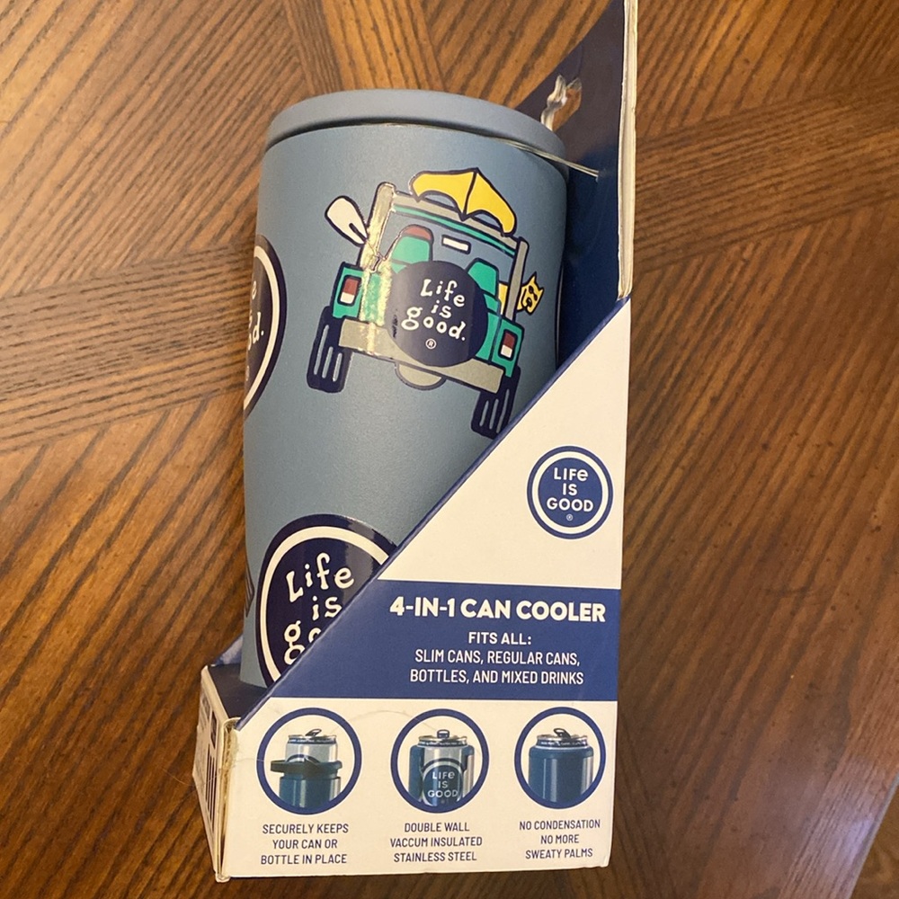 Life Is Good Jeep Slim Can & Bottle Cooler NWT 7” tall - Picture 5 of 8